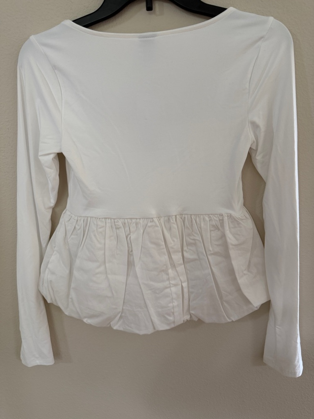wild fable White Scoop Neck Peplum Long-Sleeve Top - Picture 4 of 4